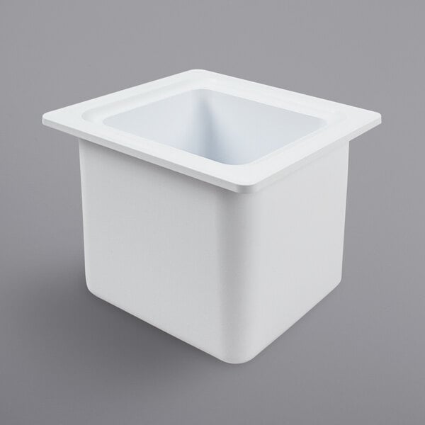 A white square container with a square center and a lid.