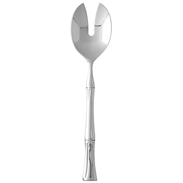 A Fortessa Royal Pacific stainless steel serving fork with a white handle.