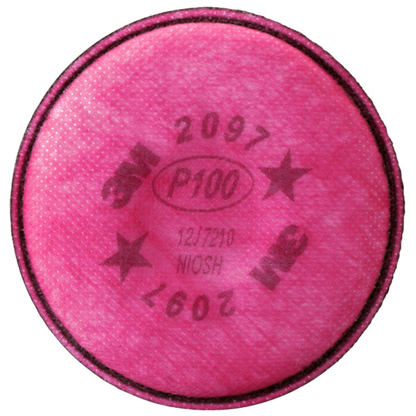 3M 2097 Magenta P100 Particulate Filter with Nuisance Level Organic Vapor Relief - 2/Pack