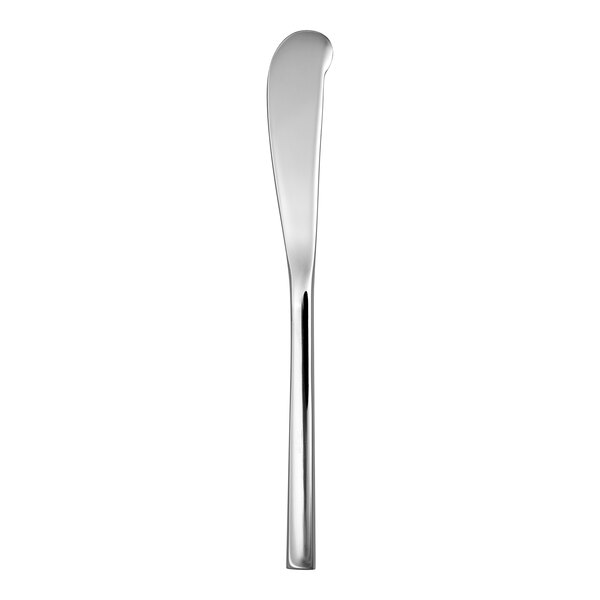 A silver Fortessa Arezzo stainless steel butter knife with a solid handle.