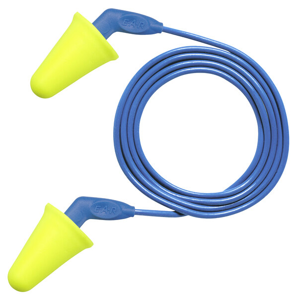 3M 318-4001 E-A-R™ Push-Ins™ SofTouch™ Yellow / Blue Corded Foam Earplugs - 200/Pack