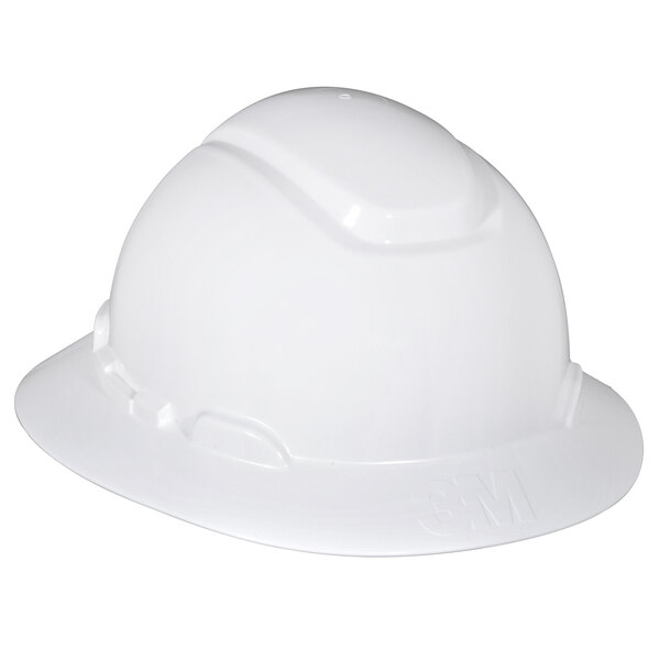 3M H-801R White 4-Point Ratchet Suspension Full Brim Hard Hat