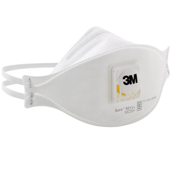 3M 9211+ Aura™ N95 Particulate Respirator with Cool Flow Valve - 10/Pack