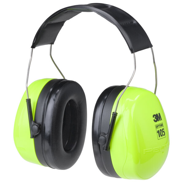 3M H10A HV PELTOR™ Optime™ 105 Black / Green Over-the-Head Earmuffs