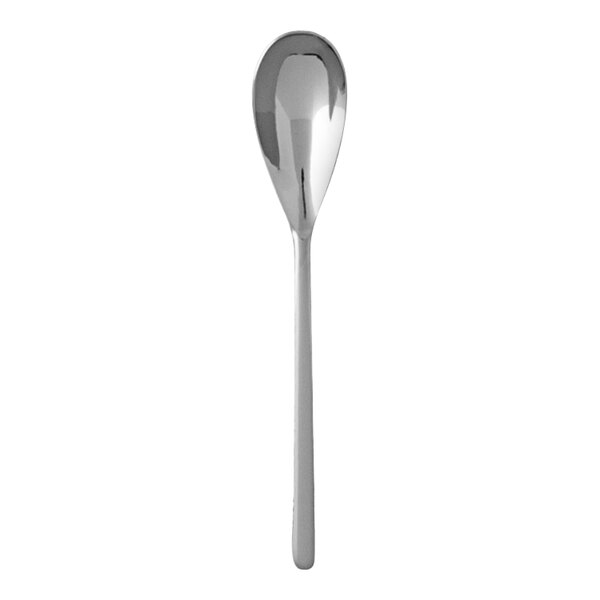 A Fortessa stainless steel demitasse spoon with a Dragonfly design on the handle.