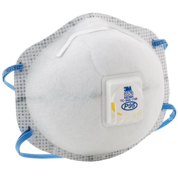 3M 8576 P95 Particulate Respirator with Cool Flow Valve and Nuisance Level Acid Gas Relief - 10/Pack