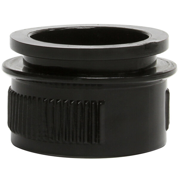 A black plastic Mytee Cuff-Lynx female coupler with a round hole.
