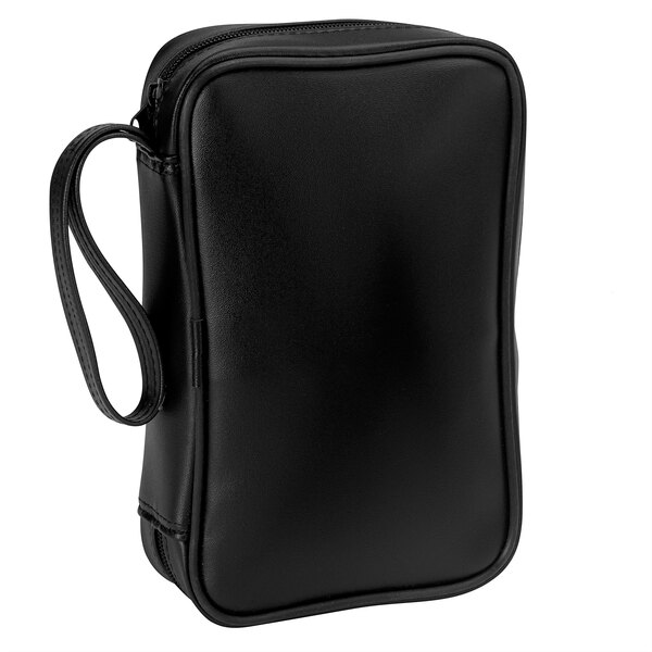 A black soft carry case with a zipper for a Comark KM28B Thermocouple Thermometer.
