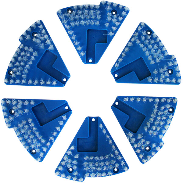 A blue plastic disc with white crystals on it.