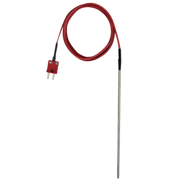 A red and silver Comark PK20M Type-K probe cable with a red plug.