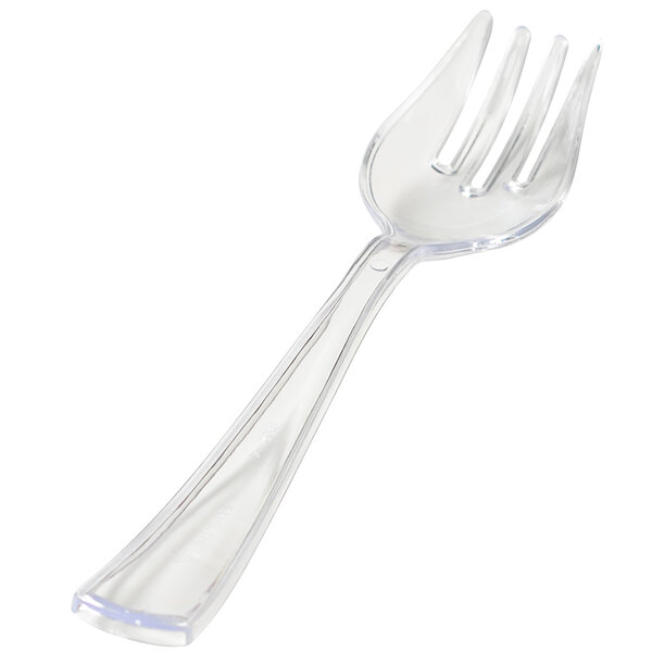 A Fineline clear plastic serving fork.
