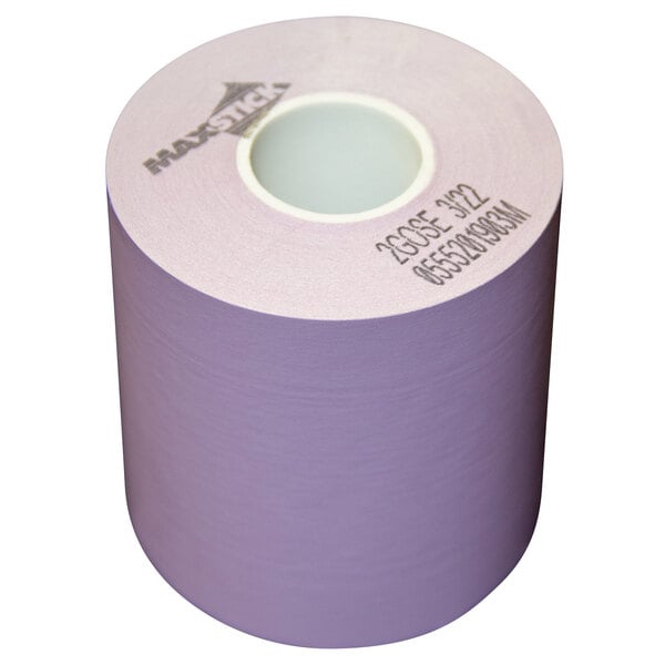 A roll of MAXStick 3 purple paper with a white circle on the edge.