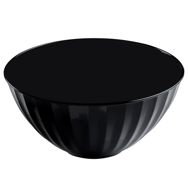 A black Fineline swirled bowl.