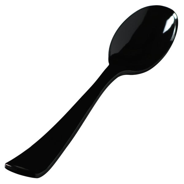 A black Fineline heavy-duty disposable serving spoon.