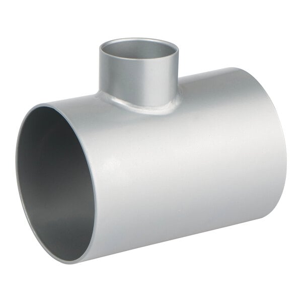 A stainless steel pipe with a hole.