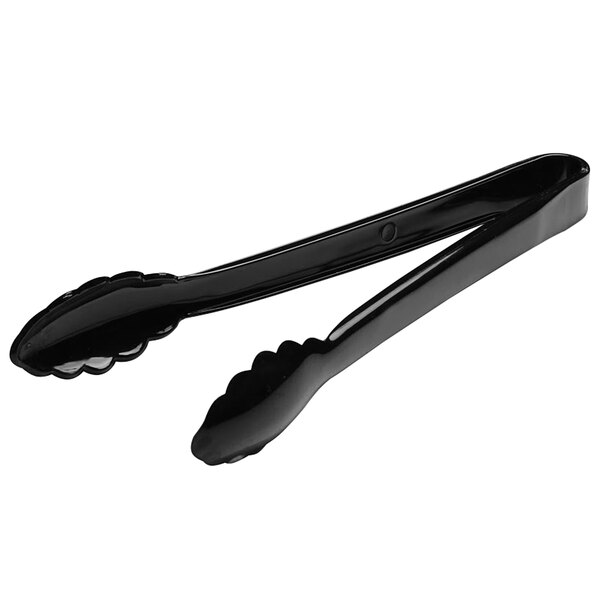 A black Fineline scalloped serving tongs.