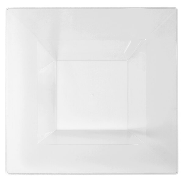 A clear square bowl with a square inside.