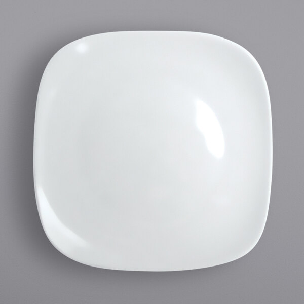 A white square International Tableware porcelain plate with a square edge.