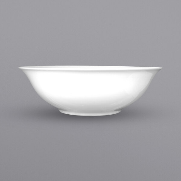 A International Tableware Bristol white porcelain deep bowl with a black border.