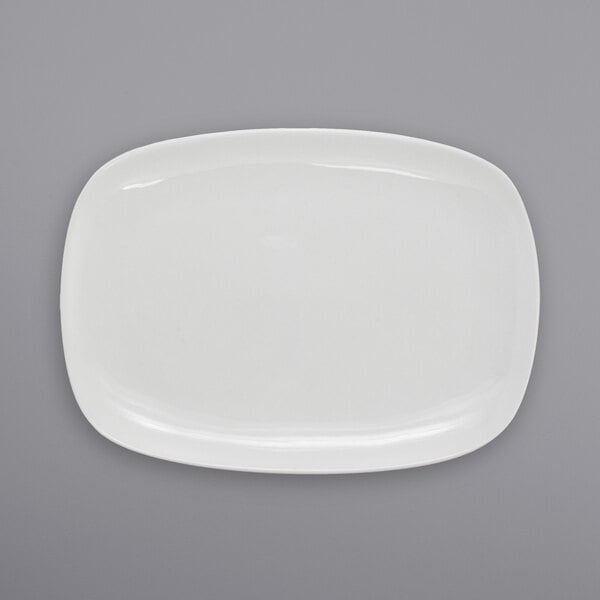 A International Tableware rectangular white porcelain platter with a small rim.