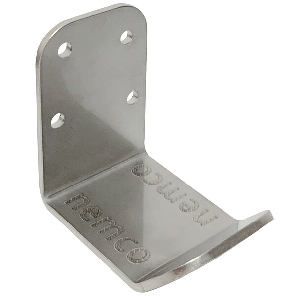 A stainless steel metal bracket with holes for the Nemco Clean Getaway Forearm Door Opener.
