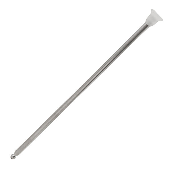A long metal rod with a white tip.