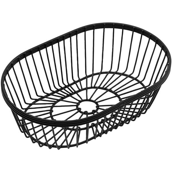 An American Metalcraft black wire basket with a handle.