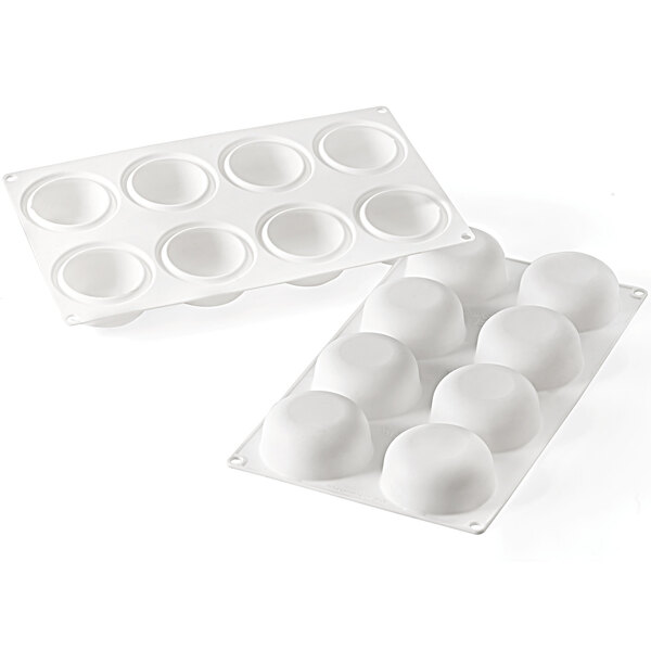 Silikomart STONE 85 8 Compartment Silicone Baking Mold with Border - 2 1/2  x 2 1/2 x 1 1/8 Cavities