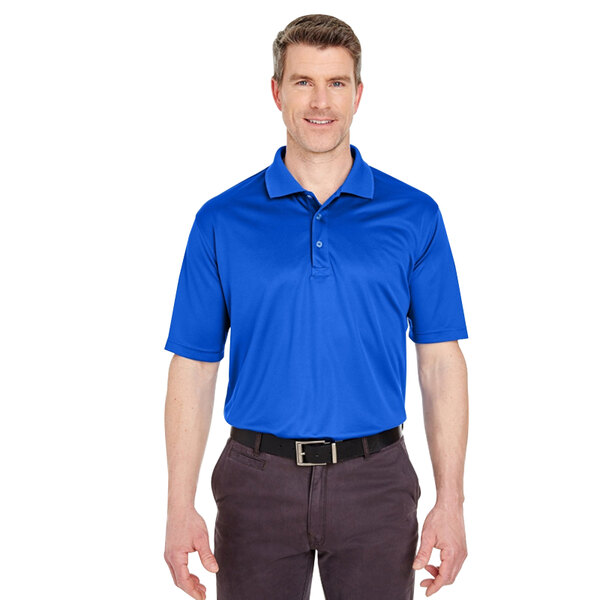 National Patrol by Henry Segal Unisex Customizable Blue Short Sleeve Moisture Wicking Polo Shirt with UV Protection - Polyester Mesh -6X