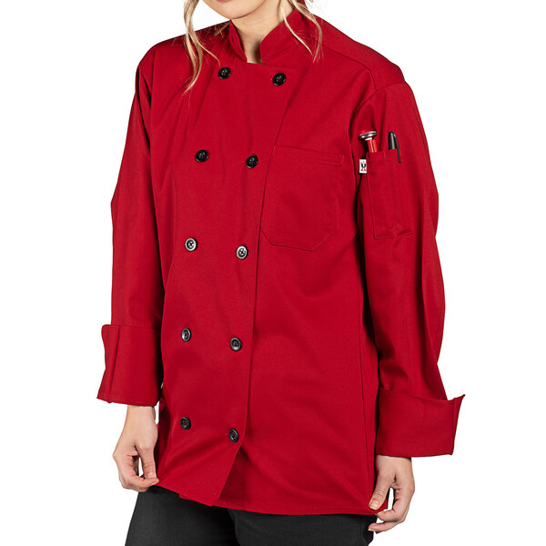 Uncommon Threads Moroccan 0405 Unisex Red Customizable Long Sleeve Chef Coat