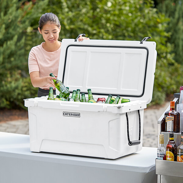CaterGator CG65WH White 65 Qt. Rotomolded Extreme Outdoor Cooler / Ice