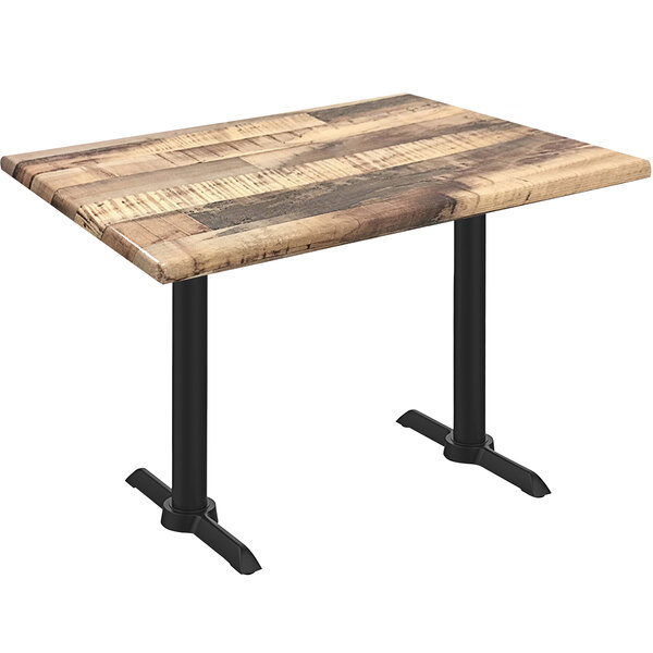 A Holland Bar Stool EnduroTop table with a wooden top and end column base.