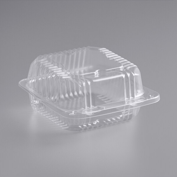 Durable Packaging Plastic Clear Hinged Containers 5 x 5 12 oz Clear 500/Carton