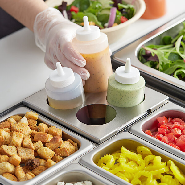 Choice 4 Hole Stainless Steel Squeeze Bottle Holder 4" Deep 1/6 Size Pan