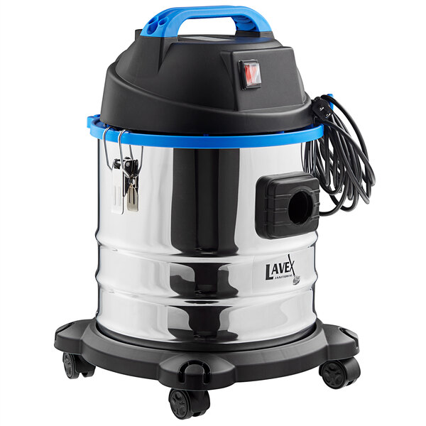 Lavex Janitorial 5 Gallon Stainless Steel Commercial Wet / Dry Vacuum with Toolkit - 100-120V, 1200W
