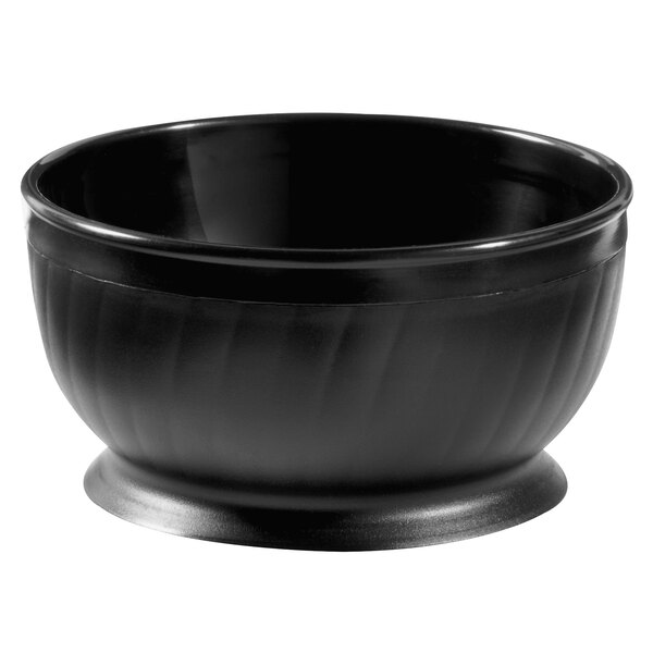 A black GET insulated bowl with a pedestal base.