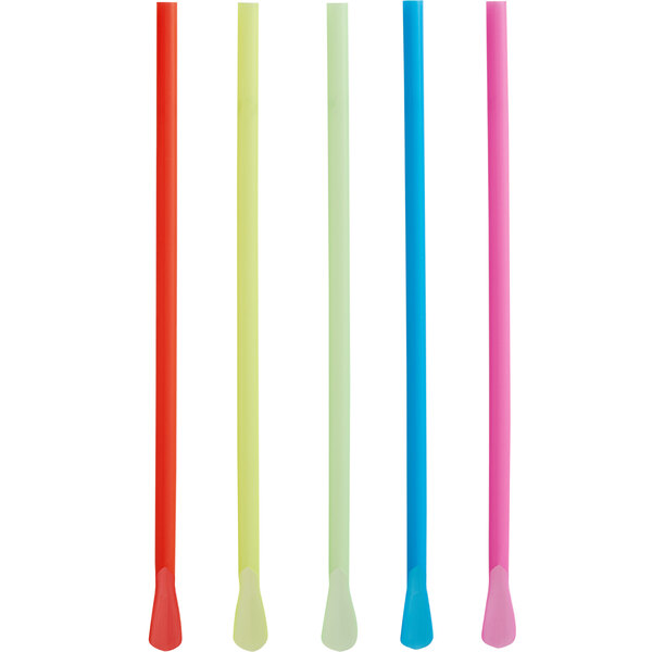 Choice 8" Super Jumbo BoldlyColored Unwrapped Spoon Straw 10000/Case