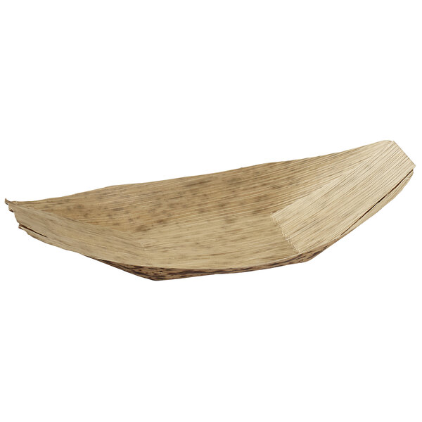 Solia VO13010 4 1/4" x 2 1/2" x 1 1/4" Bamboo Leaf Boat Dish - 1000/Case