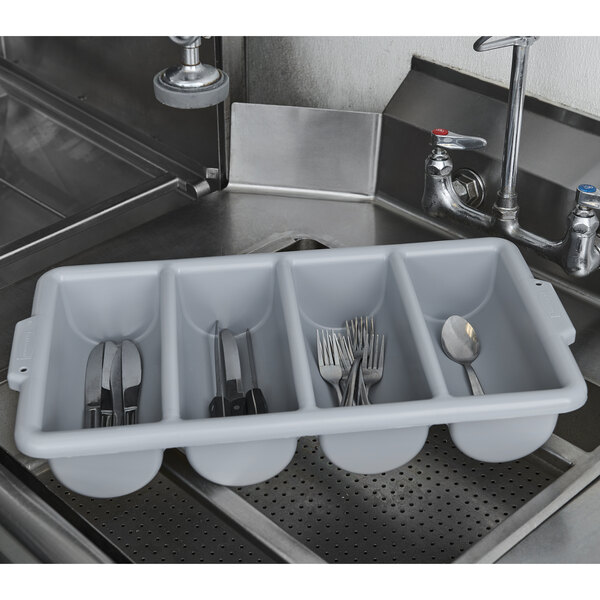Rubbermaid FG336200GRAY Gray 4-Compartment High Density