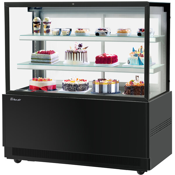 TurboAir TBP6054FN 59" Square Glass Three Tier Black Refrigerated