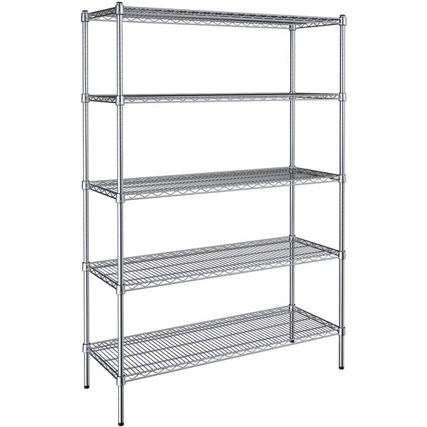 A Steelton wire shelving unit with five metal shelves.