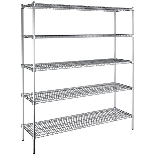 A Steelton wire shelving unit with five shelves.