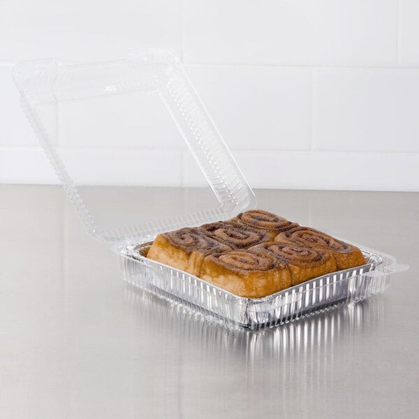 Dart PET55UT1 StayLock® 9" x 8 5/8" x 3" Clear Hinged PET Plastic Large Container - 200/Case