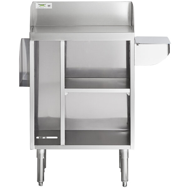 A Regency stainless steel waitress station with a shelf and pan holder.