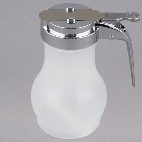 Tablecraft PP410CP 10 oz. Polypropylene Teardrop Syrup Dispenser with