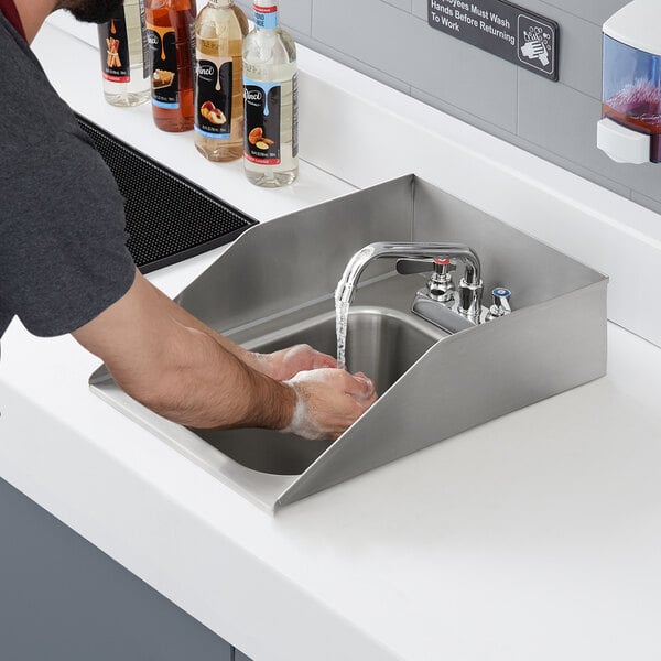 Regency 10" x 14" x 10" 20 Gauge Stainless Steel One Compartment Drop-In Sink with Side Splashes