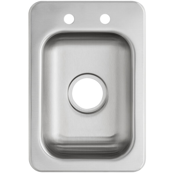 A Regency stainless steel drop-in sink with one compartment and a hole in the center.
