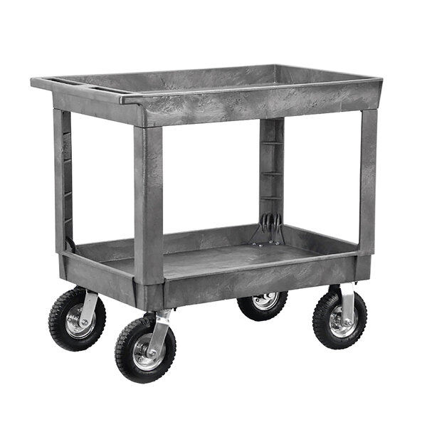 Lakeside 2523P Plastic Deep Well Two Shelf Utility Cart with Pneumatic Casters - 40" x 25 1/2" x 32 3/4"