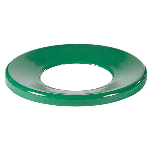A green circular lid with a white circle in the middle.