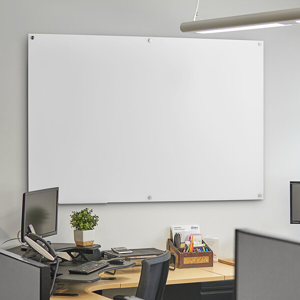 A Dynamic by 360 Office Furniture frosted glass white board on a wall.
